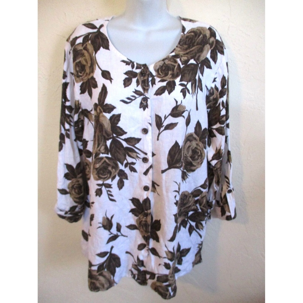 Hot Cotton Linen Floral Tunic Size XL